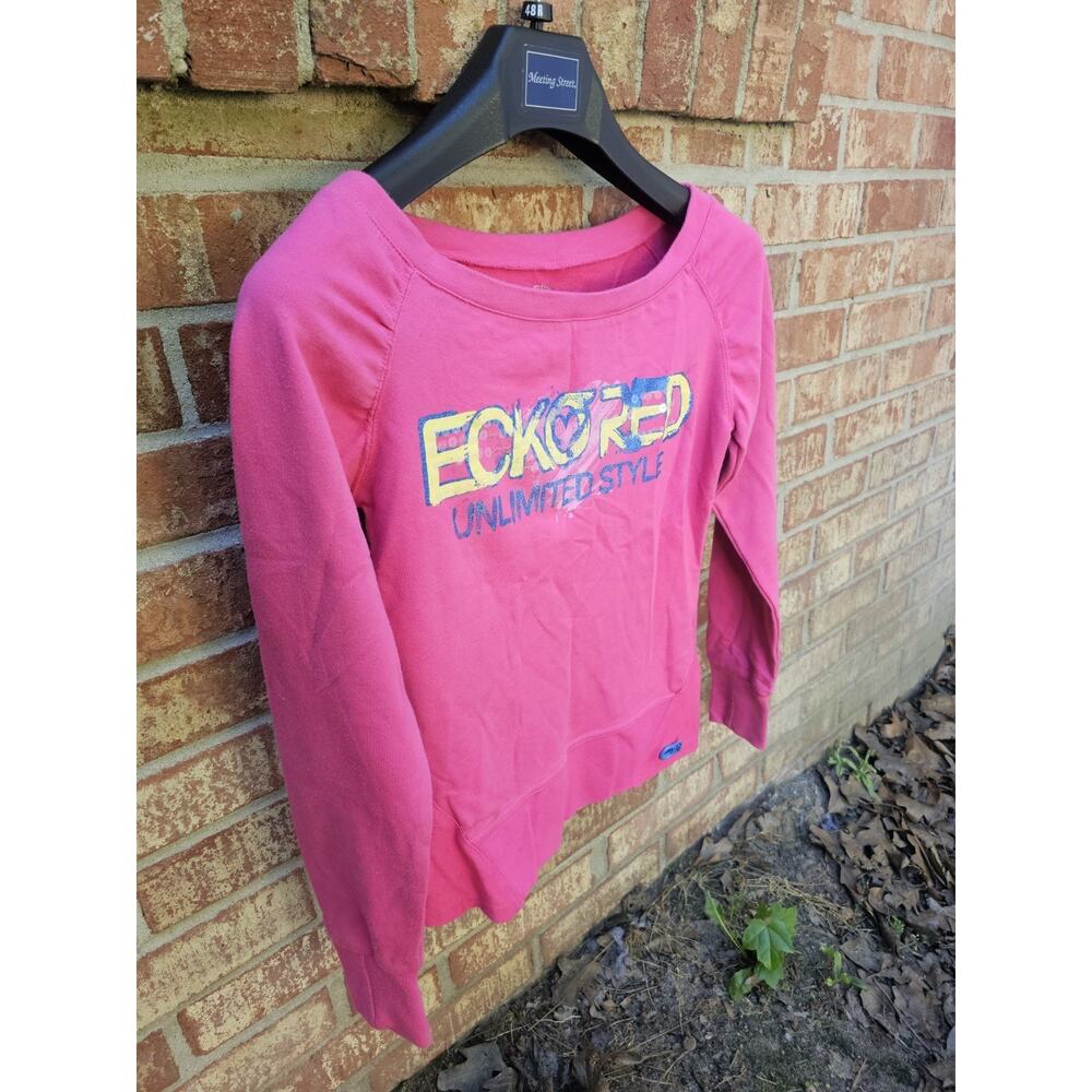 VTG Y2K Ecko Red Unlimited Style Pink Long Sleeve Scoop Neck Sweatshirt Shirt S